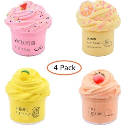 2020 New 4Pcs Lemon Slime Fruit Slime Pineapple Slime Non-Sticky Slime Stress Relief Toy