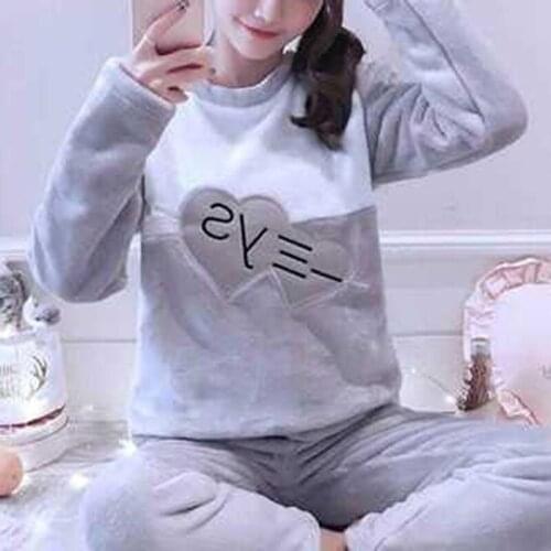 2021 Autumn Winter Pajamas Set Women Sleep Shirt & Pant Set Sleepwear Warm Flannel Nightgown Female Cartoon Bear Animal Pijamas