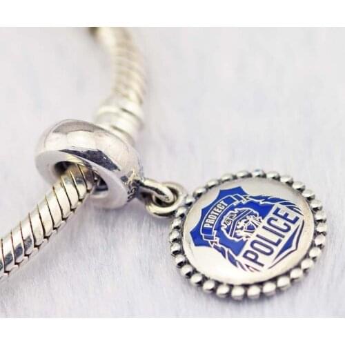 Fits For Pandora Beads Bracelets Police Charms 100% 925 Sterling-Silver-Jewelry Free Shipping