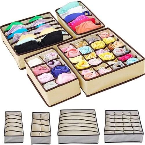 Portable Sock Bra Underwear Organizer Storage Box Home Foldable Non-woven Closet Drawer Divider For Bra Underwear Sock Container