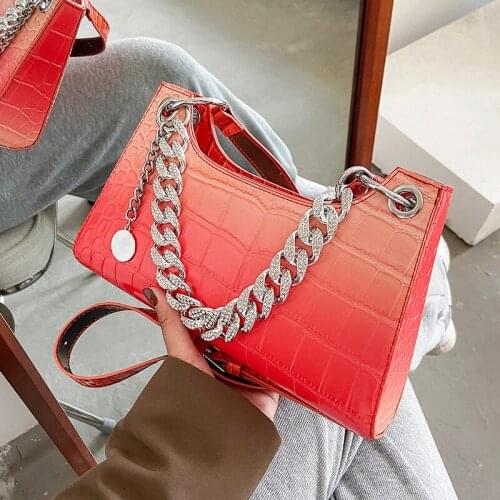 Luxury Gradient Crocodile Pattern PU Leather Shoulder Bags 2021 New Chain Design Hand Bag Female Travel Bag