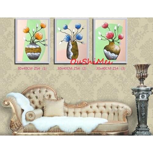 Hand Painted Oil Painting Abstract Flowers On Wall Flowerpot Picture For Living Room Decor Modern Home Decor Handmade Paintings