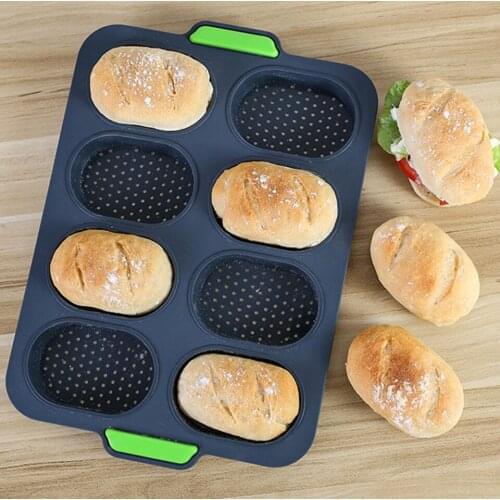 8-hole Silicone Baguette Mold Non-Stick Bread Mold DIY Mini Baguette Household Baking Pan/Tray Bakeware Cake Baking Pastry Tools