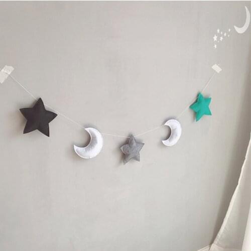 INS Nordic Felt Moon Garlands String Baby Kids Room Decoration Wall Hanging Ornaments Nursery Decor Party Banner Photo Props