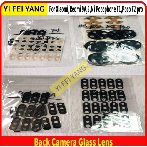 10Pcs Original Rear Back Camera Glass Lens For Xiaomi Mi Poco F2 pro Poco F1 Redmi 9 9A Cover Glass Bezel With Adhesive Sticker