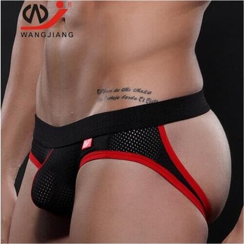 WJ 2019 Sexy Gay Underwear Men Transparent Jockstrap String Homme Slip Sexy Erotic Homens Mens Thongs G Strings Cueca Gay