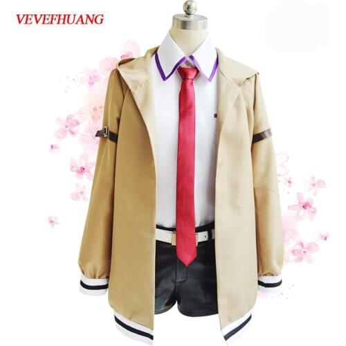 VEVEFHUANG Steins Gate Cosplay Costume Japanese Anime Cosplay Makise Kurisu Cosplay Jacket Coat Outfit Suits Uniform