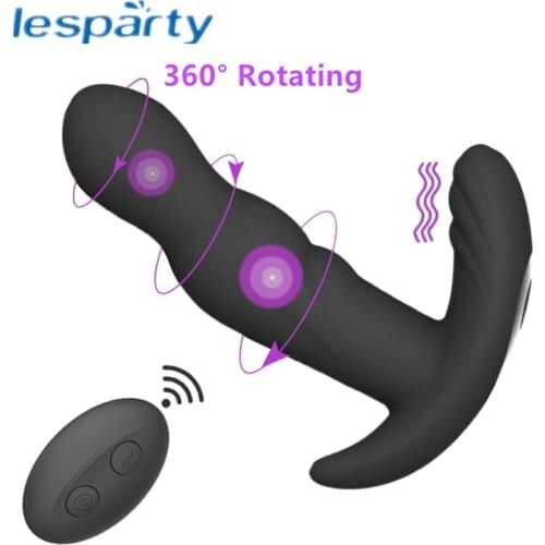 Rotation Anal Vibrator For Men Big Butt Plug Male Prostate Massager Wireless Remote Control Dildo Vibrator Sex Toys for Woman