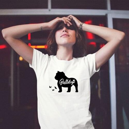 Bulldog Shirt Dog funny cotton T Shirt for womens dog lover tees Clothing Shirt O-Neck Unisex tops plus size