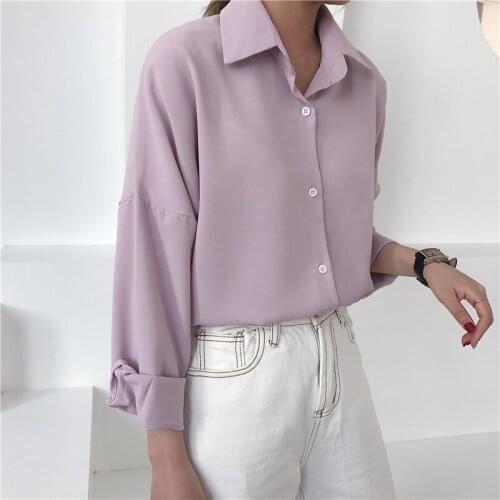 Women Shirts 2020 Chiffon Blouse Full Button Solid Square Collar Harajuku Vintage Blusas Mujer De Moda White Shirts Korean 0653