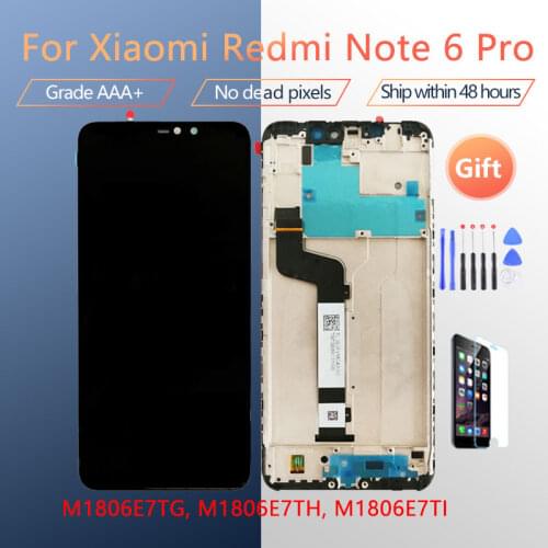 For XIAOMI Redmi Note 6 Pro Original LCD screen assembly with front case Black With repair tools and Tempered film