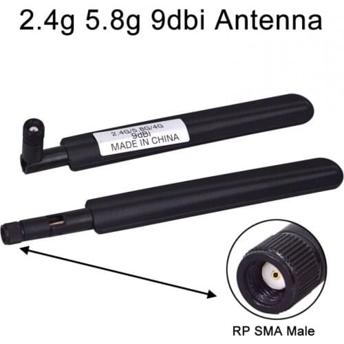 10 piece/lot Dual-Band Wifi antenna 2.4g 5.8g 9dbi Aerial RP SMA male Connector Antenna Free Shipping