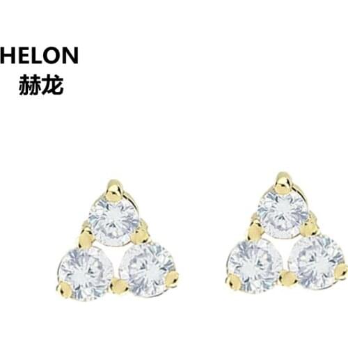 100% SI/H Full Cut Natural Diamonds Earrings Solid 14k Yellow Gold Women Stud Earrings Engagement Wedding Valentine Jewelry Gift