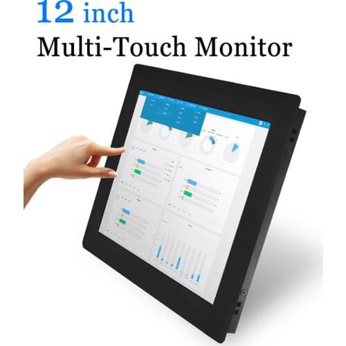 12 inch Metal Shell Capacitive USB Touch Screen Industrail Monitor with HDMI VGA DVI AV BNC Output