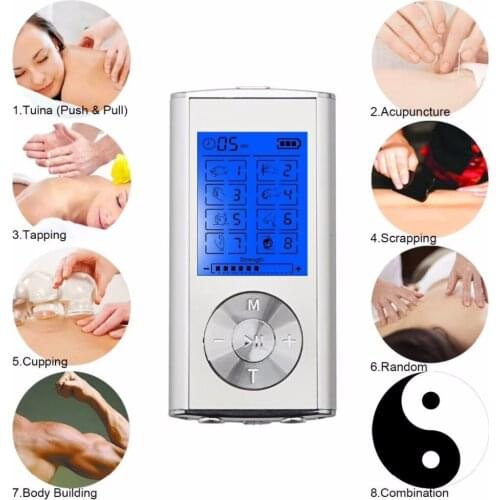 2018 New Full Body Electrical Muscle Stimulator Digital Tens EMS Therapy Massager Pulse Acupuncture Machine 8 Mode Health Care