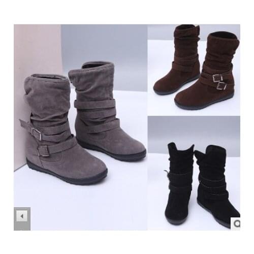 2020Winter Boots Fashion Casual Ladies Shoes Boots Suede Leather Buckle Boots High Heeled Snow Shoes For Femme Ladies Shoes35-43
