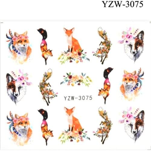 4 Sheet Nail Stickers Water Transfer Decal Deer Wolf Animal Designs Nail Art Tattoo Slider Manicure Decoration