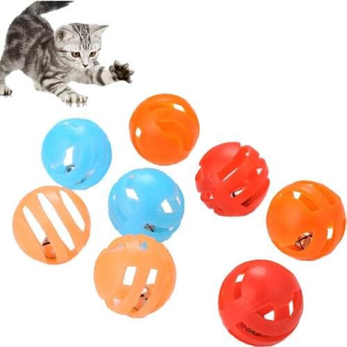 5Pcs Funny Pet Cat Kitten Hollow Bell Game Ball Chew Exercise Play Interactive Toy