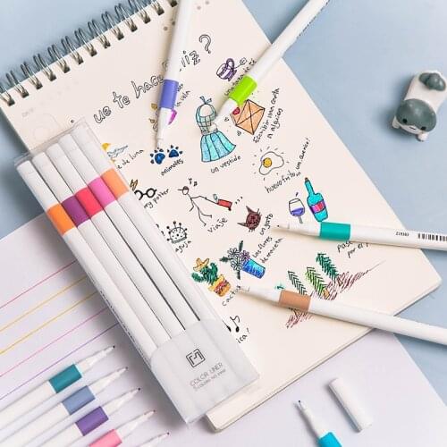 5pcs Color Liner Pen Set Simple Pure barrel 0.38mm Fine Line Fiber Tip Waterproof Marker Drawing Paint School Art Supplies F406