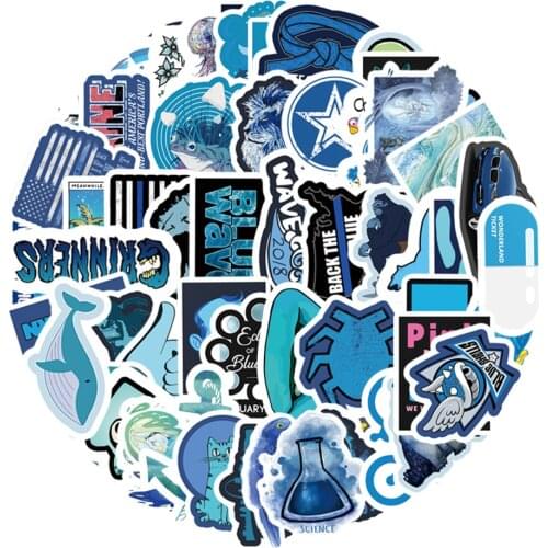 61pcs Blue Small Fresh Graffiti Scrapbooking Stickers for Laptop Helmet Suitcase Computer Bike Aesthetic Adesivos Stickers