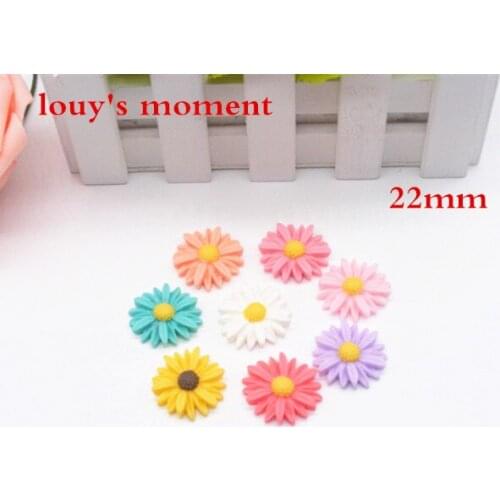 Free Shipping 50 X Beautiful Sunflower Beads Small Daisy Resin Flower Phone DIY Embellishment Craft Mobile Phone Accessories