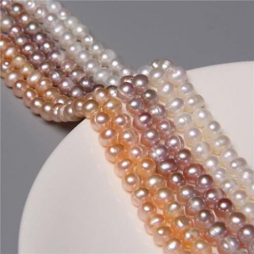 6-6.5mm Natural White Purple Champagne Freshwater Pearls Beads 36cm Loose Real Pearl Bead for Jewelry Making DIY Women Necklace