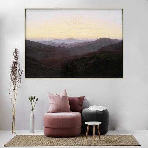 Citon Caspar David Friedrich《Riesengebirge》Canvas Art Oil Painting landscape Artwork Poster Painting Wall Decor Home Decoration