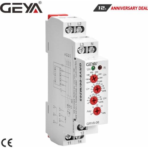 GEYA GRV8-06 Voltage Control Relay with 6 function Adjustable Voltage Asymmetry Delay Time Phase Protection Relay