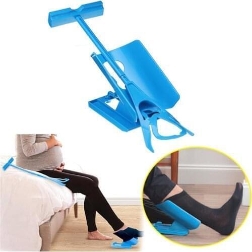 Flexible Sock and Stocking Aid Sock Slider Aid Blue Helper Kit No Bending Shoe Horn Suitable For Socks Foot Brace Support
