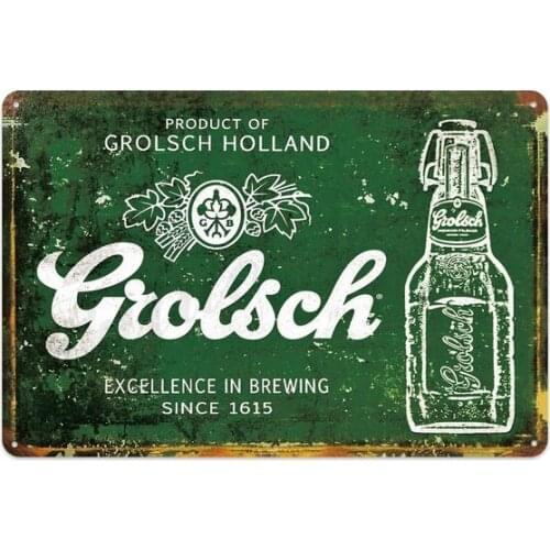 Grolsch Beer Sign Metal Sign Plaque Metal Vintage Pub Tin Sign Wall Decor for Bar Pub Club Man Cave Tin Plates Metal Beer Poster