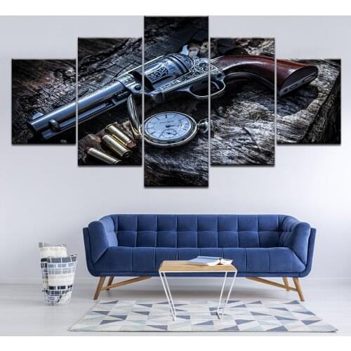 Canvas Painting cool Sniper rifle 5 Pieces Wall Art Painting Modular Wallpapers Poster Print for living room Home Decor