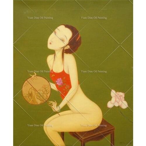 Red Girl 100% Handpainted Chinese Sexy Lady Old Girl Handmade Abstract Art Oil Painting Canvas Paintings For Living Room Decor