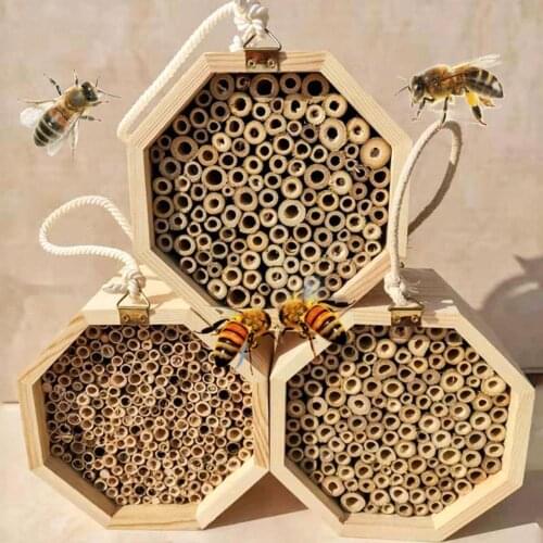 Creative Wooden Tube Bee Hive Insect House Mating Box Garden Beekeeping Supply