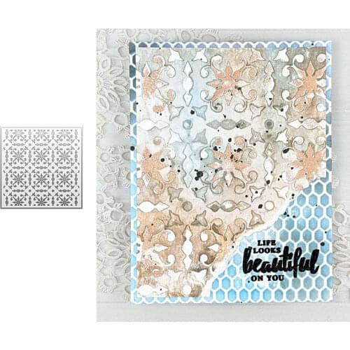Lacy Tile Stencil Metal Cutting Dice And Stamps Stencils For Scrapbooking Stamps Embossing Mold Diy Paper Cards Craft Cutting