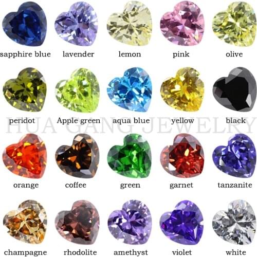Cubic Zirconia Stone Multicolor Heart Shape Brilliant Cut Loose CZ Stones Synthetic Gems Beads For Jewelry 2.5x2.5~15x15mm AAAAA