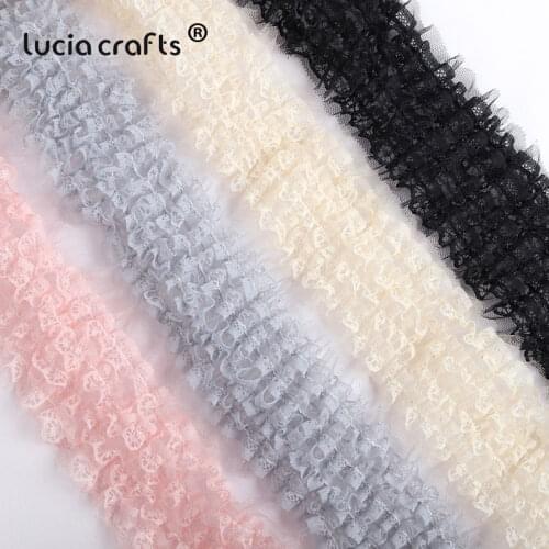Lucia Crafts 2yards/Lot Elastic Lace Ribbon Women Sewing Clothing Skirt Headwear Applique Accessories T0516