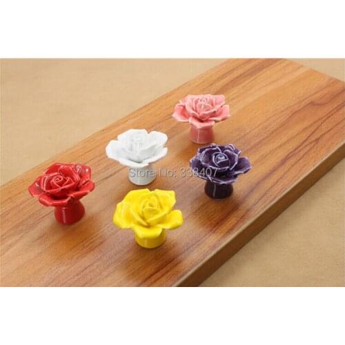 Fashion Rose Jewelry Box Knobs Ceramic Furniture Knobs Drawer Knobs