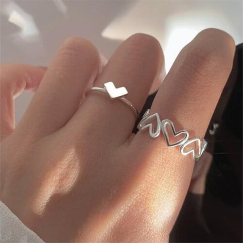 925 Sterling Silver Elegant Heart Charm Finger Ring For Women Girls Party Wedding Jewelry jz024