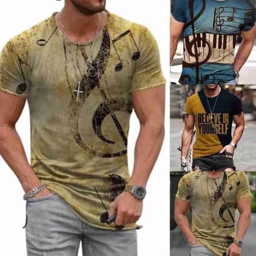 New Summer Mens Short-sleeved T-shirt Element 3D Printing Trend T-shirt Round Street Neck K1U4