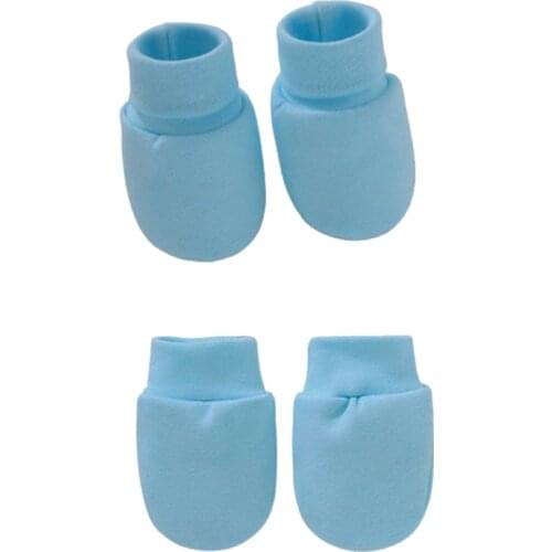 2 Pair Baby Newborn Soft Cotton Face Protection Gloves Foot Cover Set Anti Scratch Handguard Mittens Footguard Socks Kits