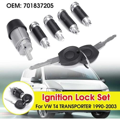 7pcs Ignition Switch 4 Door Lock Barrel 2 Keys Set For VW T4 Caravelle MK IV 1990-2003 Transporter Double Barn Doors