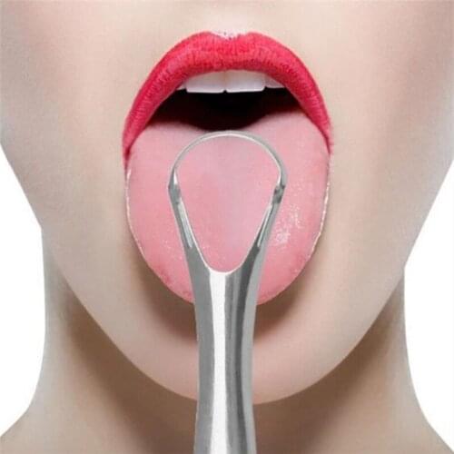 Simple Useful Tongue Scraper Stainless Steel Oral Tongue Cleaner Mouth Cleaning Brush Reusable Fresh Breath Maker