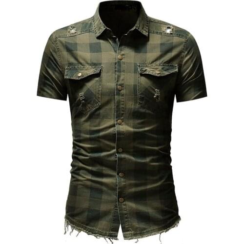 New Arrival 2019 Summer High Quality Men Shirt Fashion Short Sleeve Plaid Tops Brand Clothing Male Shirt camisa masculina