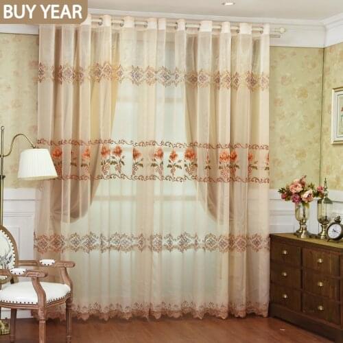 Korean Curtains for Living Room Bedroom Pastoral Wedding Room Lace Double Bay Window Embroidered Tulle Curtains Customization