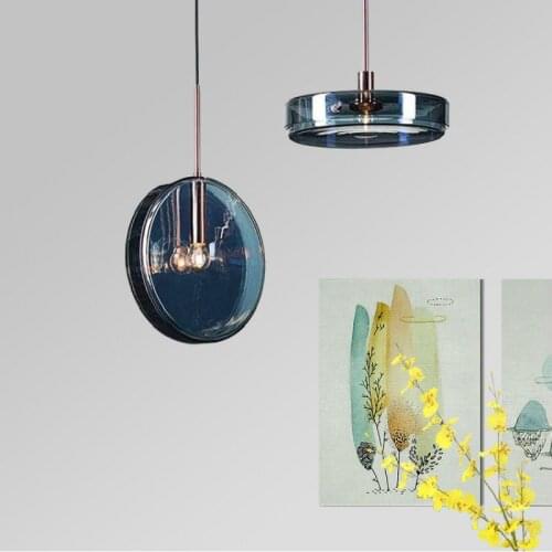 Modern fashion dark blue glass chandelier dining room single head lamp North Europe living room chandelier chandelier chandelier