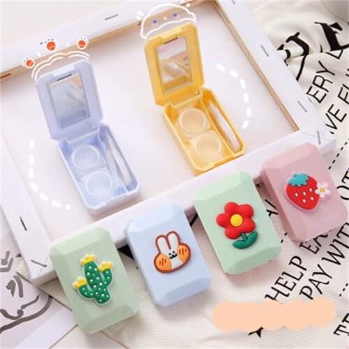 Travel Outdoor Cute Style Mini Pocket Contact Lens Case Fruit Shape Storage Holder Case Mirror Box Container Portable Glasses