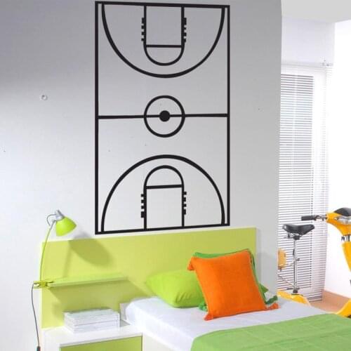 Basketball Court Vinyl Wall Art Decal Sticker, Court Layout Design. Boys Bedoom Decoration Birthday Gift For Boy 2300