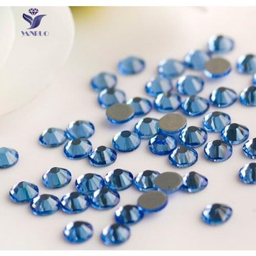 YANRUO 2058HF SS16 3.8-4.0mm Light Sapphire Glass Stones Rhinestones Cristal hotfix Crystals Rhinestone On Clothes