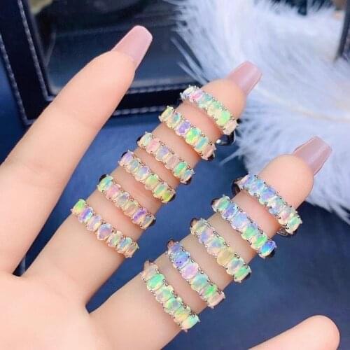 Jewelry 100% Natural Opal Ring for Woman Australia Opal Silver Ring Solid 925 Silver Opal Jewelry