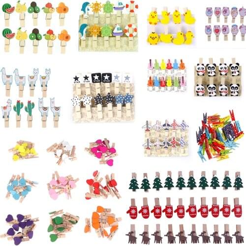 10Pieces Mini Cartoon Heart Wooden Clothes Photo Paper Peg Pin Clothespin Craft Postcard Clips Home Wedding Party DIY Decoration